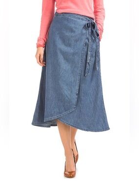 Gap 1969 Denim Wrap Skirt Midi Medium Wash Jean Size Medium Pockets